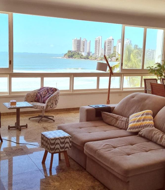 Apto Frente Mar Pé na Areia 8 Hóspedes 2 vagas - Ferienwohnung Guarujá