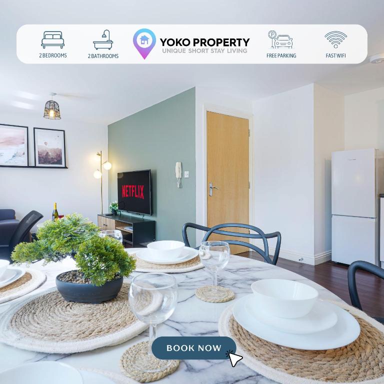 Beautiful Apartment - Close to City Centre - Free Parking, Fast Wifi, SmartTV with Sky TV and Netflix by Yoko Property - Chambres d'hôtes Northampton