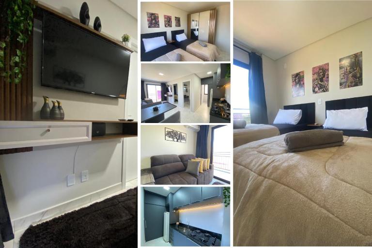 Stúdio de 1 Quarto, Wifi 500mb, Condominio com Elevador, 1 Vaga de Garagem, Cozinha Completa - Indicado para Grupos, Hospedes a Trabalho, Família e Pets - B&B Toledo