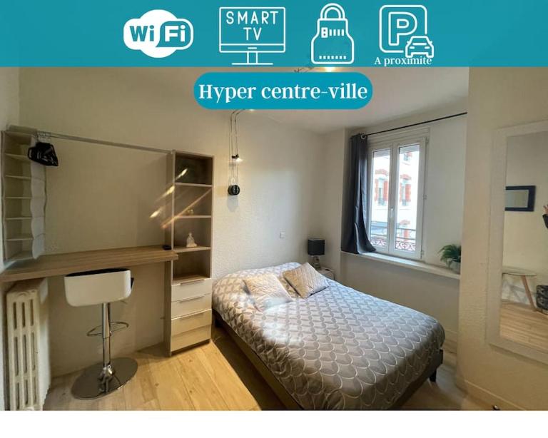 Lion d'or 23 - Chambre meublée et équipée en centre-ville - B&B Montluçon