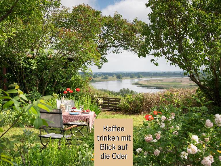 Ferienhaus Lebuser Land für bis zu 4 Personen mit 1300 qm Garten und Privatsauna, grandiosen Blick über die Oder, sonntags late check out bis 18 Uhr inklusive - B&B Lebus