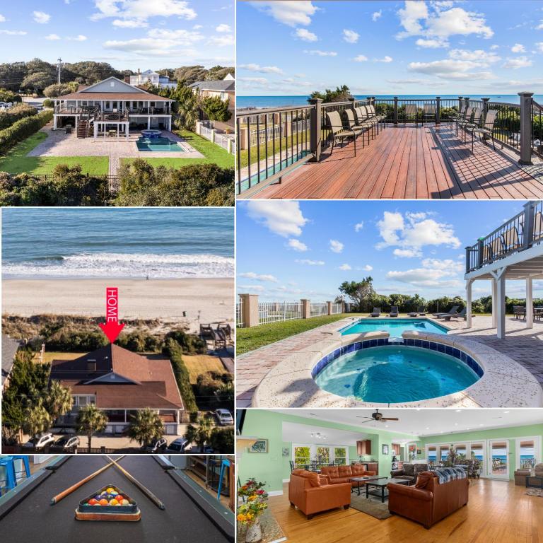 Posh Ocean Front: Huge Private Pool, Yard, Spa, Patio & Deck, BBQ, Game Room with 4 En-Suite Bathrooms - Bed and Breakfast Myrtle Beach
