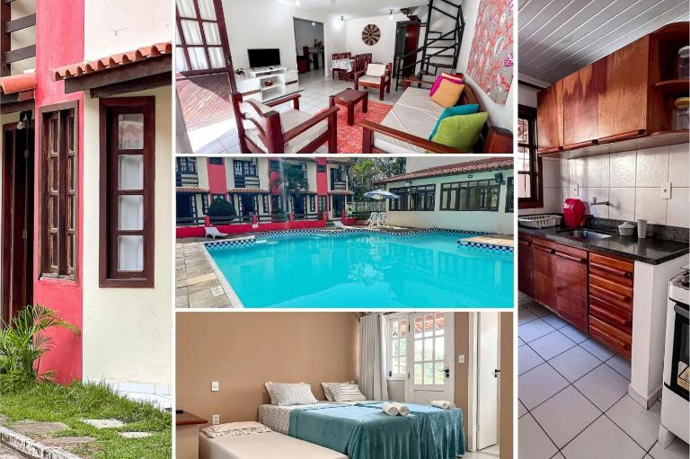 Casas com 2 ou 3 suítes (todas com ar split), com internet privativa 300MBPSno Residencial Nazareth, localizado a aproximadamente 80m da praia de Taperapuã (Arena Axé moi), com piscina, sauna, portaria 24hrs - B&B Porto Seguro