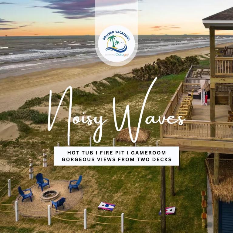 Noisywaves - Beachfront Paradise with Hot Tub, Yard, and Game Room - B&B Bolivar Peninsula