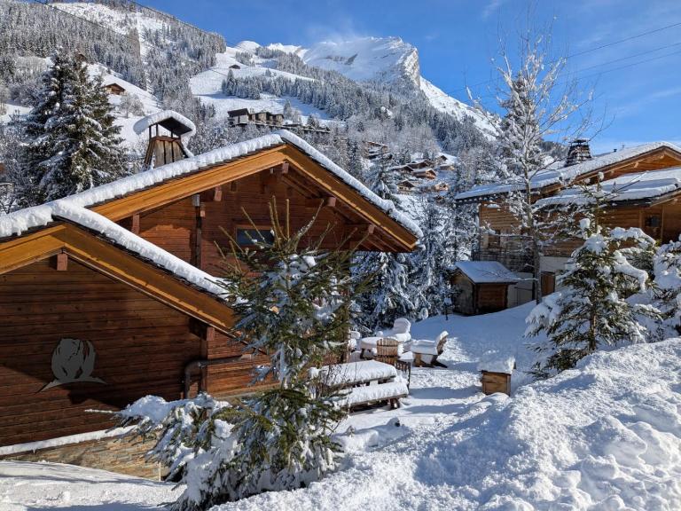 Chalet de l'Ours, 4 étoiles, avec spa et proche des pistes - B&B La Clusaz
