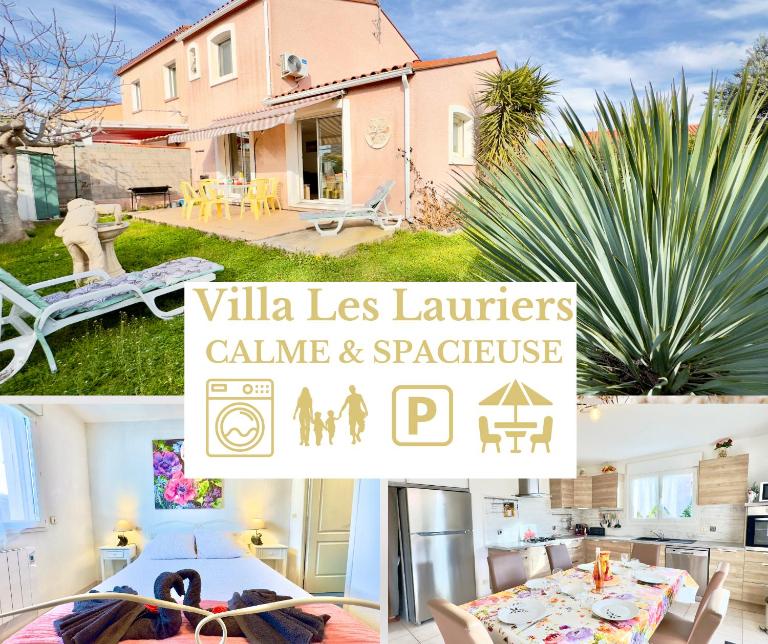 Villa Les Lauriers -3 Chambres, Climatisation, Terrasse, Jardin, BBQ & Plancha- SUDSEJOURCONCIERGERIE - B&B Elna