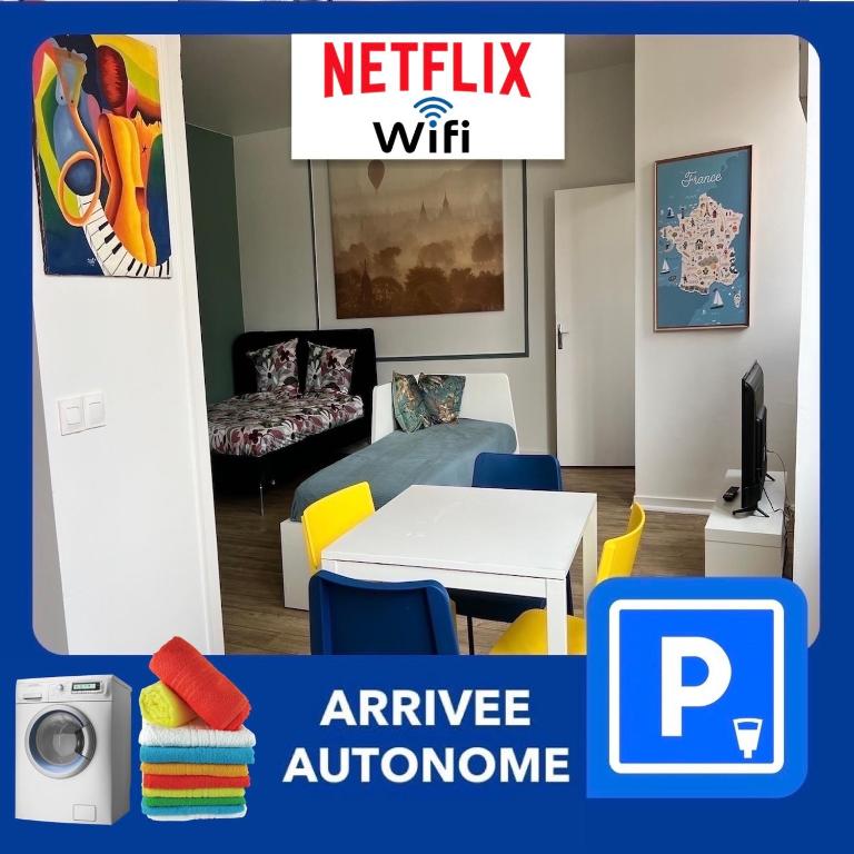 011 CHIC & COSY STUDIO 40m2 HYPERCENTRE WIFI SMART TV NETFLIX - Chambres d'hôtes Saint-Étienne