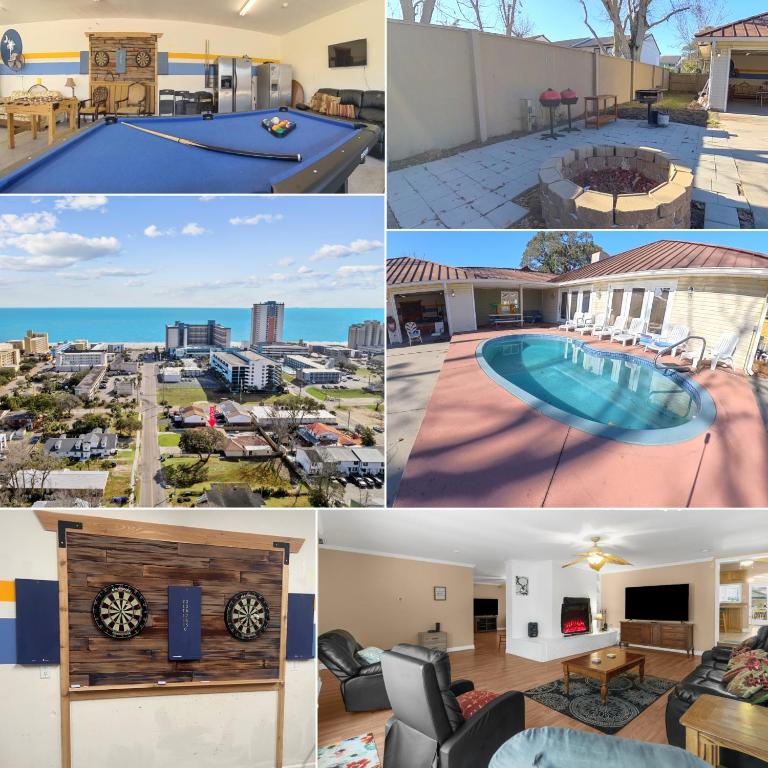 Elegant Huge Ocean View 4 King, Private Pool, Huge Yard, Enormous Game Garage, BBQ, & Rooftop Deck - B&B Myrtle Beach