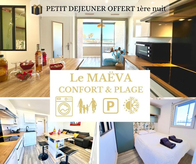 Le Maëva - T2- Front de mer- Clim - Parking - Wifi- SudSéjourConciergerie - Chambres d'hôtes Canet-en-Roussillon