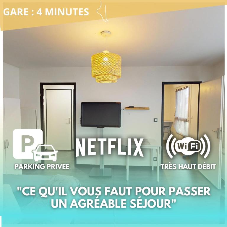 La perle de Bussy- Grand studio cosy -Parking-Balcon- Disneyland - Paris - B&B Bussy-Saint-Georges