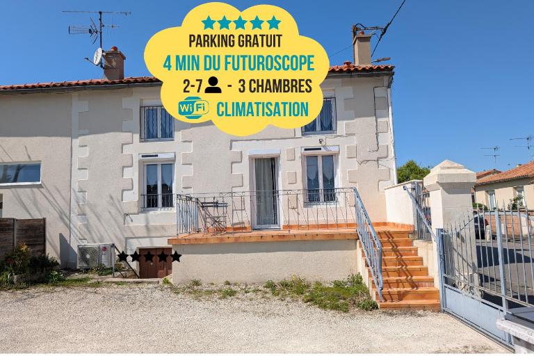 Escapade poitevine - Maison climatisée avec 3 Ch - 4 min Futuroscope et Aquascope - B&B Chasseneuil-du-Poitou