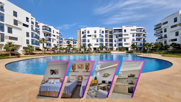Appartement confort - Piscines, Plage 300m, Résidence fermée - B&B Martil