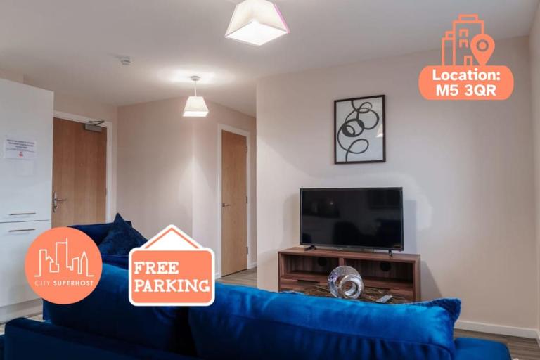 1 Bed Media City Flat Free Parking - B&B Manchester