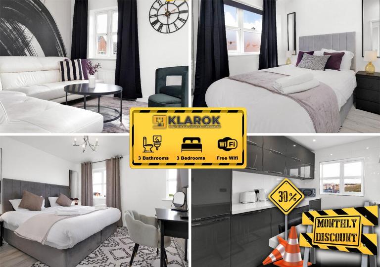 Super King Suite Large 3 bed Amenities Long Term - B&B Peterborough