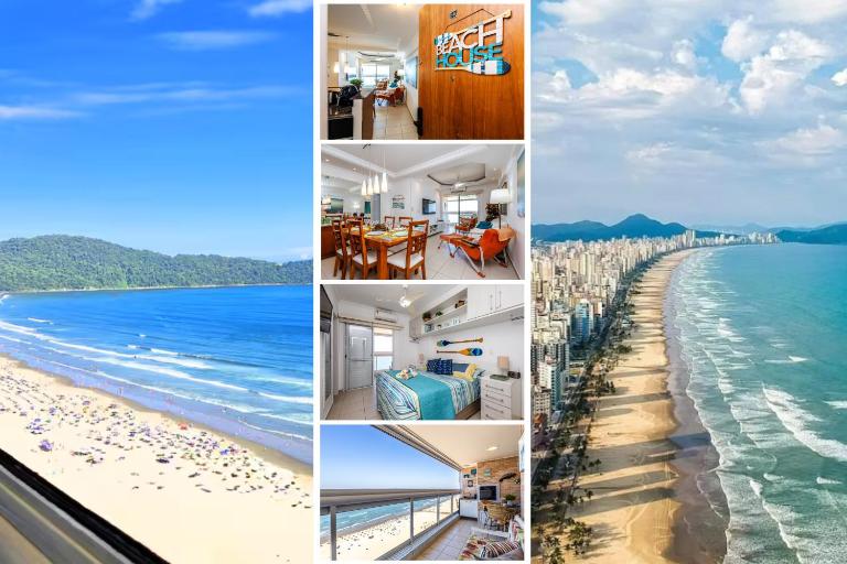 Vista cinematográfica 24º andar, frente total mar na Guilhermina, 2 quartos, condomínio com lazer total, enxoval, ar condicionado, churrasqueira, Wi-fi, Netflix, piscinas, saunas, academia, 2 vagas e portaria 24 horas, 15 Off no App - B&B Praia Grande