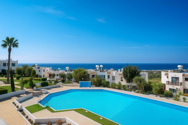 Stunning Sea View Apt, Patio, Terrace, Pool, Smart TV65" Cables - Ferienwohnung Chlórakas