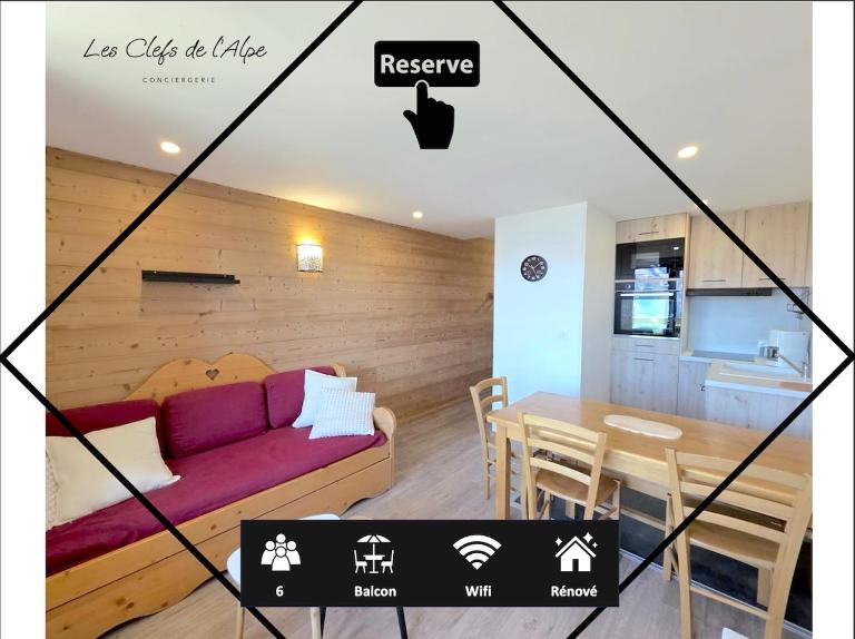 Superbe T3 rénové - Vue imprenable sud - Chambres d'hôtes L'Alpe d'Huez
