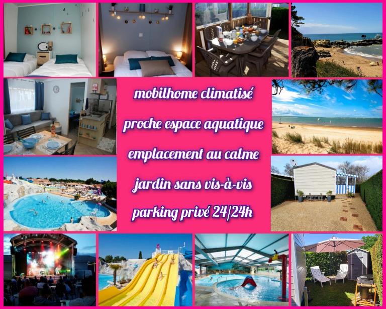 Mobilhome 2ch récent et climatisé-terrasse fermée-jardin sans vis à vis-camping 4 étoiles Les Charmettes - B&B Les Mathes