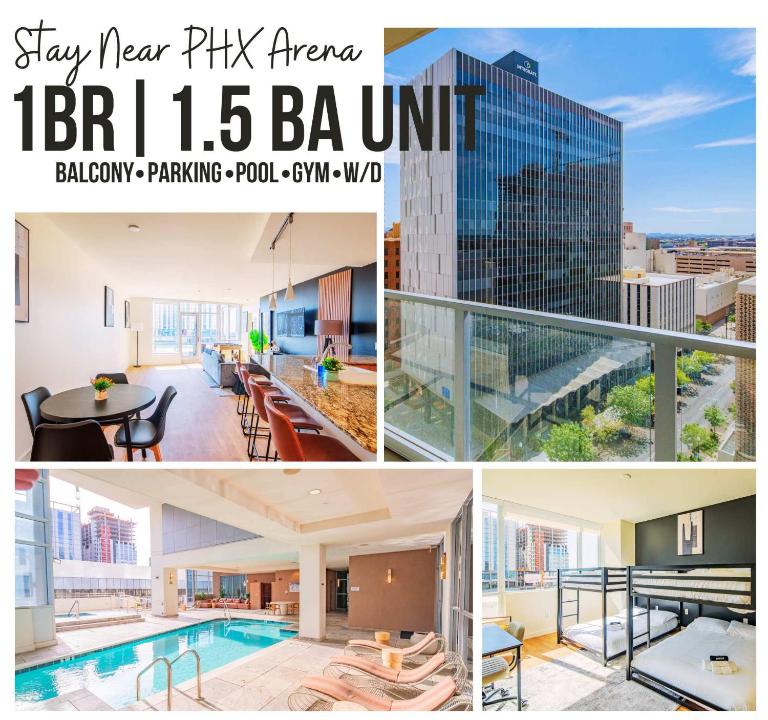 Stylish 1BR HighRise DT, Parking, Pool, Gym, W-D, Golf - B&B Phoenix