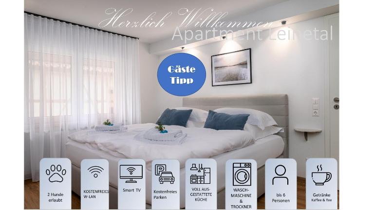 Apartment Leinetal - bester Schlafkomfort in hochwertiger Hotelbettwäsche, 3 Zimmer - große Küche, Duschbad & Parkplatz - B&B Northeim