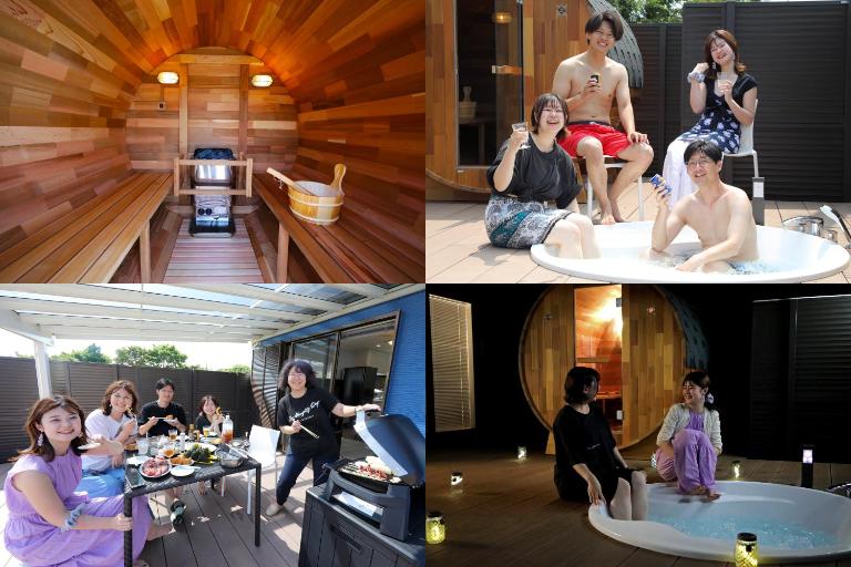 サウナとホットジャグジー 屋根付きBBQテラス 最大8名 駐車場2台 HOTEL DREAM MUSIC Minami-Kujūkuri - B&B Ushigome