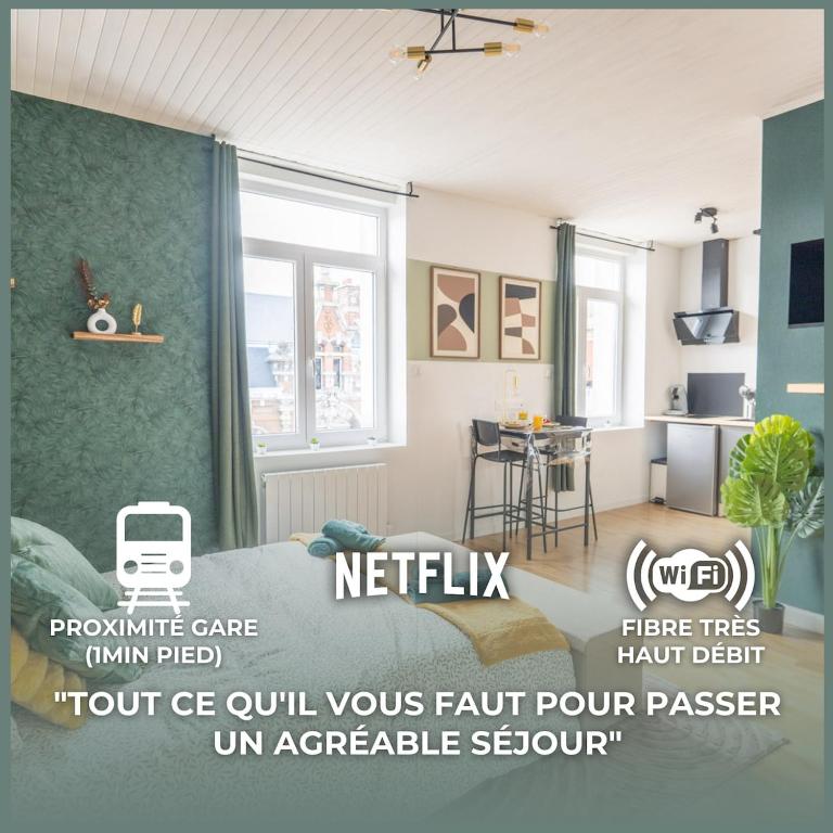 Le Prestigieux - PROXIMITÉ IMMÉDIATE GARE VALENCIENNES I TRAMWAY I NETFLIX I IDÉAL ÉTUDIANT, SALARIÉ - ÉLÉGANT & CONFORT - B&B Valenciennes