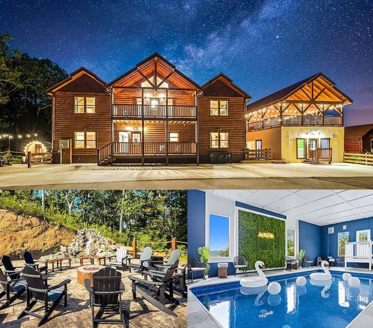 Waterfall & Galaxy Pool & Rooftop Theater Cabin - B&B Sevierville
