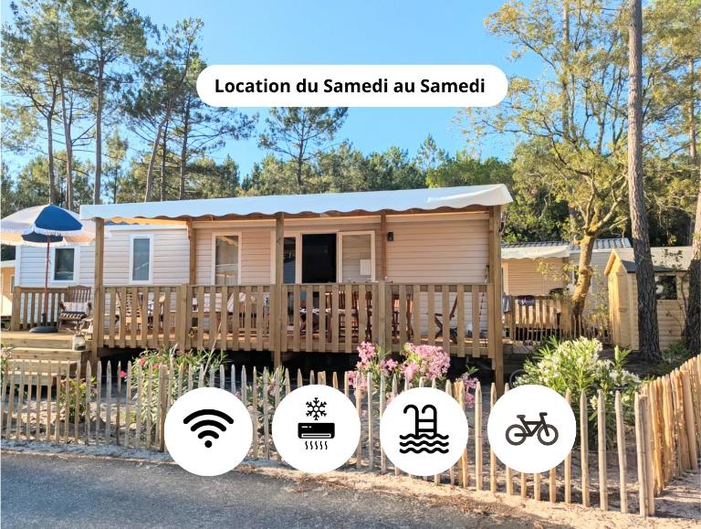 Bungalow neuf 40 m2 tout confort avec piscine proche des plages et lac - B&B Lacanau