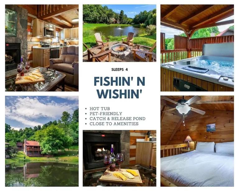 Fishin N Wishin Catch and Release FirePit HotTub - B&B Sevierville