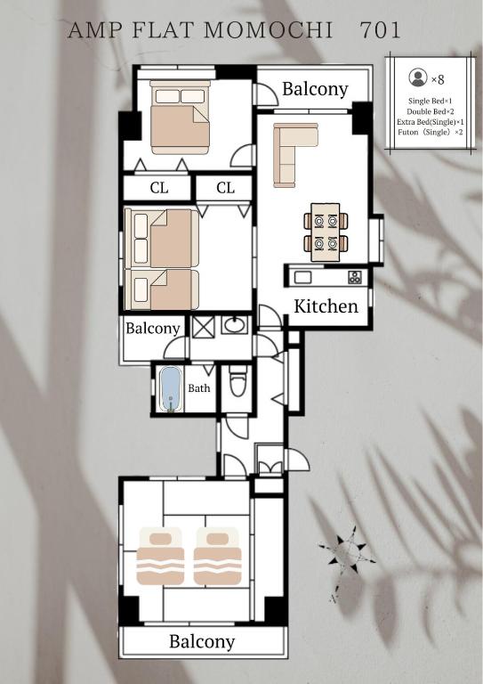 AMP FLAT MOMOCHi - B&B Fukuoka
