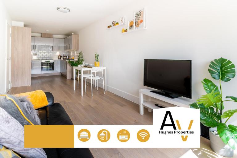 Stylish One-Bedroom Apartment - Free Wi-Fi, 4 Mins from Station, Ideal for Relocation By AV Hughes Properties - B&B Milton Keynes
