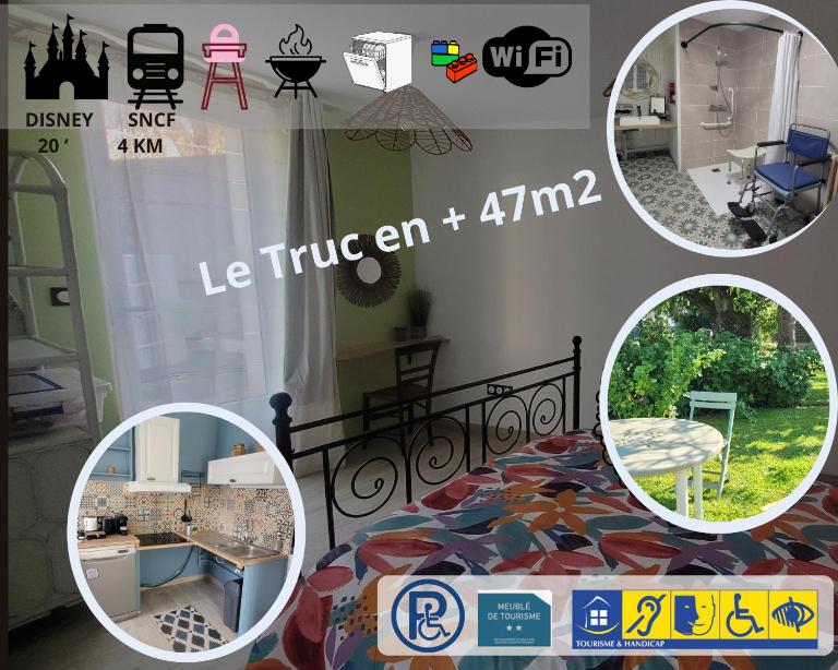 Le Truc en plus, accessibles PMR, appartement 45 m2 mitoyen dans une maison avec un autre appartement - Ferienwohnung Guérard