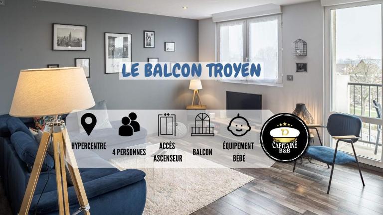 Le Balcon Troyen - Proche Hypercentre - 4 Pers. - B&B Troyes