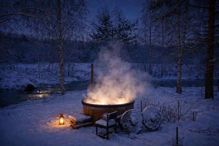 Riverside Chalet Äänekoski Sauna and Hot Tub Northern Lights - B&B Äänekoski