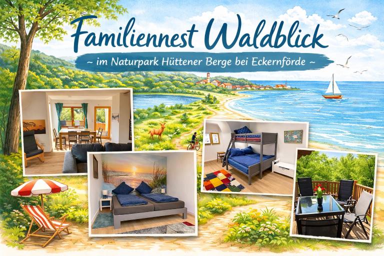 Familiennest Waldblick - im Naturpark Hütten bei Eckernförde - Ferienwohnung Hütten