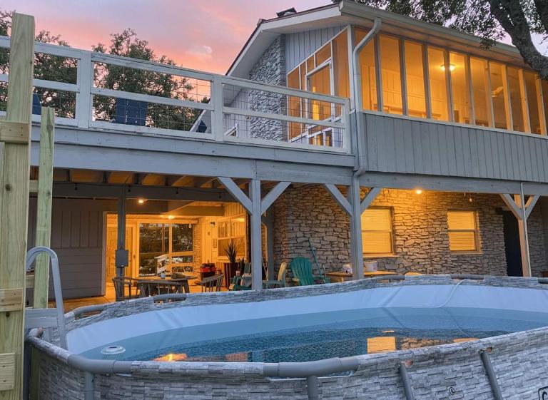 Tequila Sunrise hot tub lake view firepit pool - B&B Canyon Lake