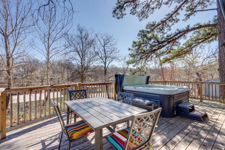 Deck & Boat Dock: Lakefront Cabin in Eucha! - B&B Eucha