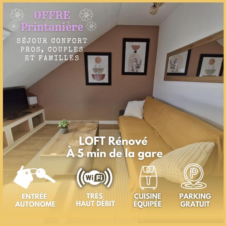Loft Moderne et Rénové - Idéal Pros & Familles - 1 à 4 pers - Wifi - 5 min de la Gare - Ferienwohnung Nogent-le-Rotrou