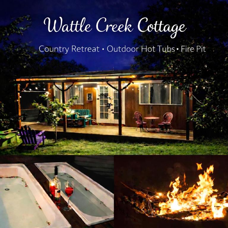 Wattle Creek Cottage - Country Cottage Retreat with Hot Tubs and Fire Pit - Chambres d'hôtes Amberley