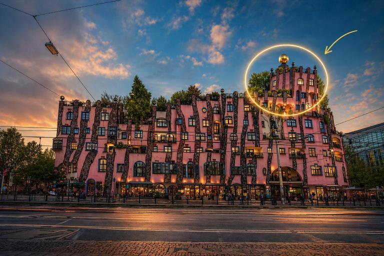 Castelletto - Das Schloss auf dem Dach der Grünen Zitadelle von Hundertwasser - Ferienwohnung Magdeburg