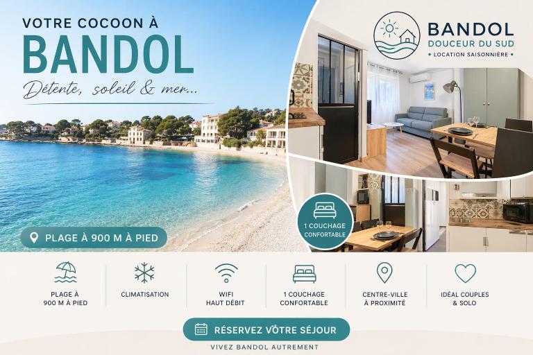 L Instant Cigale Studio cosy proche plages et centre - B&B Bandol