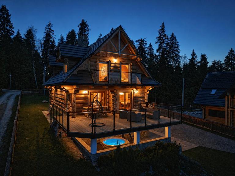 LK Folk Chalet dom z jacuzzi, sauną i dużym ogrodem w Pieninach - Chambres d'hôtes Łapsze Niżne