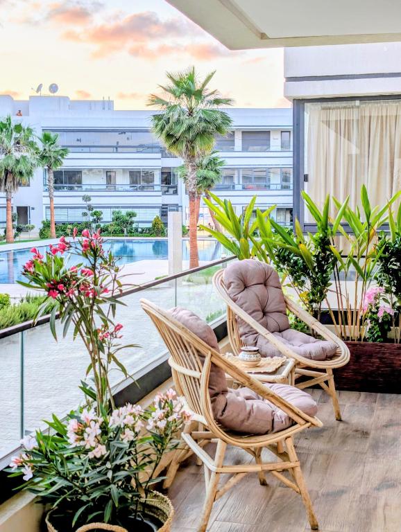 Pool view apartment, beach access, nature & quiet - Ferienwohnung El Mansouria