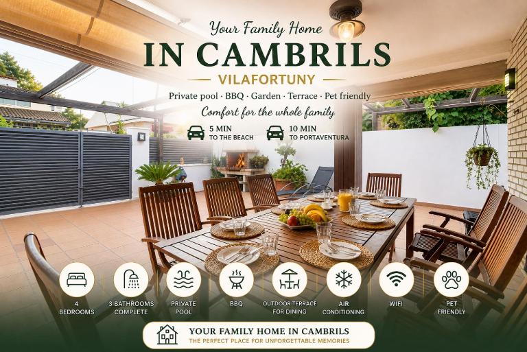 "Charm & Cozy 4BR - 3BA with Pool & Barbecue" - B&B Cambrils