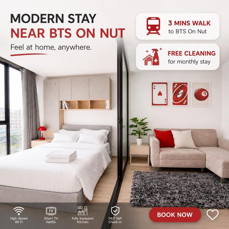 Modern Stay, 3 mins walk to BTS On Nut - Bed and Breakfast Bangkok