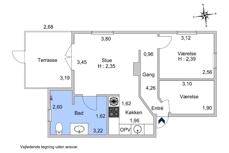 3-room apartment with free parking and terrace - B&B Aalborg