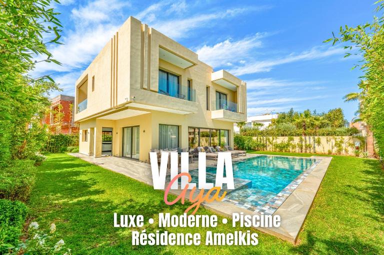 Villa Aya - Luxe & Moderne - Piscine avec Salon Émergé - Résidence Amelkis - B&B Marrakesh