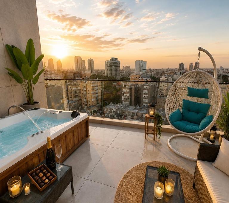 דירות מהממות עם ממ"ד וג'קוזי פרטי במרפסת בבניין חדש בדיזינגוף - B&B Netanya