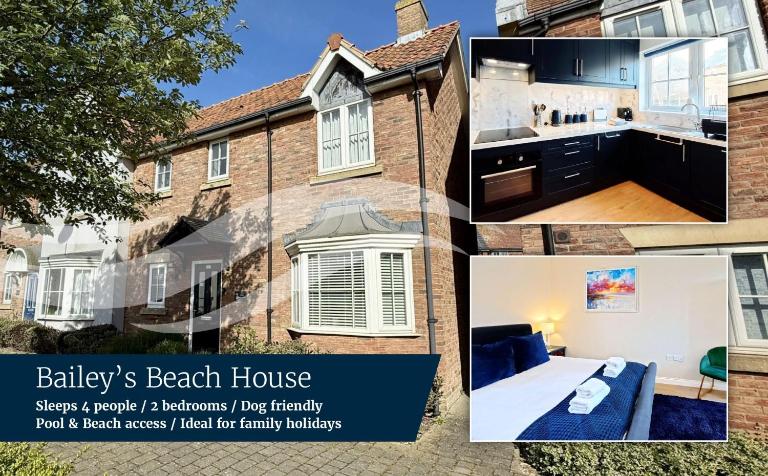 Baileys Beach House - Part of the The Bay Filey Holiday Village with pool, gym and direct beach access, pub, restaurant, tennis and meadows walks - Bed and Breakfast Filey