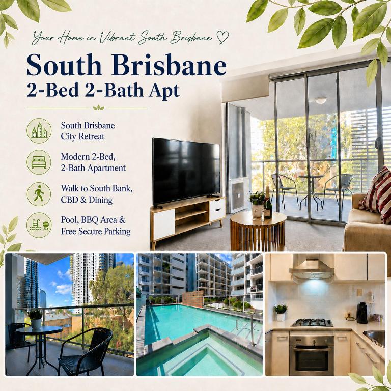 Budget 2BR 2BA Stay South Brisbane with Parking - B&B Brisbane